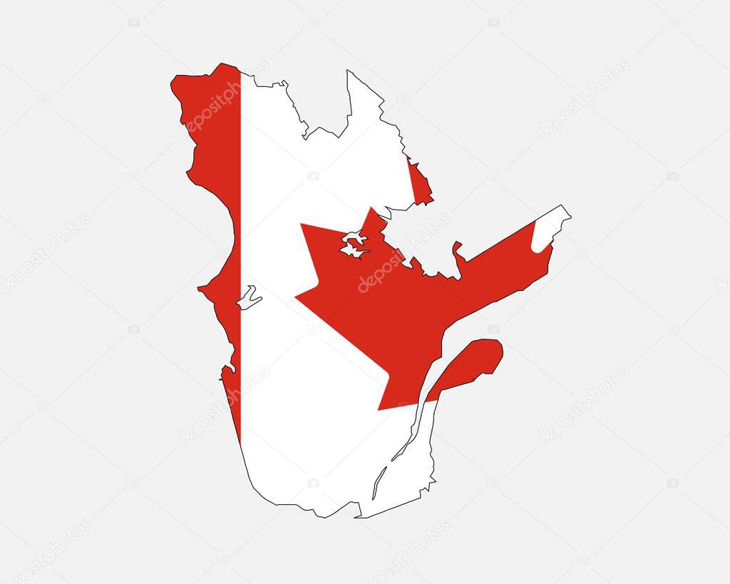 Quebec Map on Canadian Flag. QC, CA Province Map on Canada Flag. EPS Vector Graphic Clipart Icon