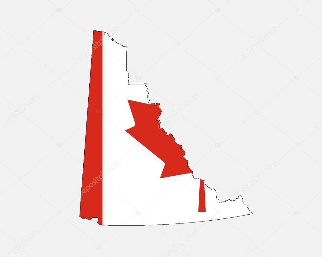 Yukon Map on Canadian Flag. YT, CA Territory Map on Canada Flag. EPS Vector Graphic Clipart Icon