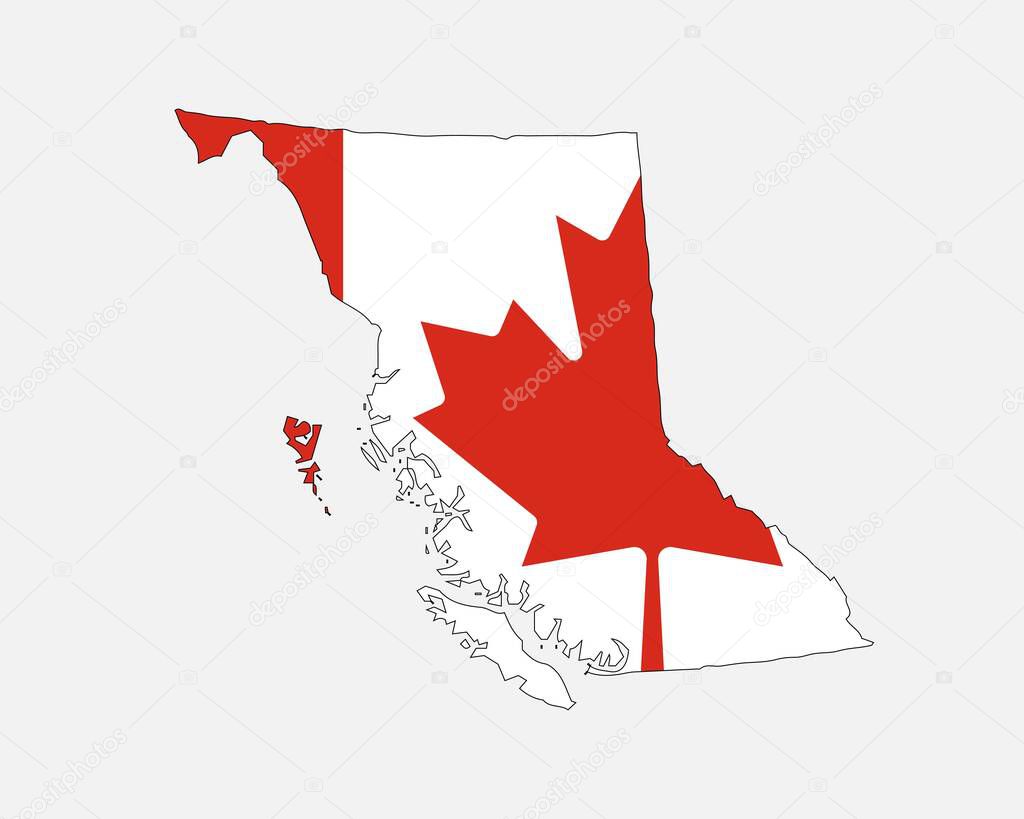 British Columbia Map on Canadian Flag. BC, CA Province Map on Canada Flag. EPS Vector Graphic Clipart Icon