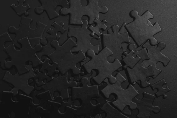 Photo Black Puzzles Black Background Business Background — Stock Photo, Image