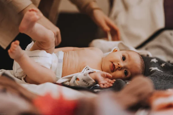 Candid Shot Three Month Old Infant Baby Day Nap Time —  Fotos de Stock