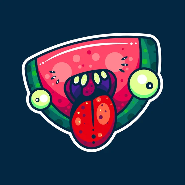 Monster Woda Melon Dla Character Icon Sticker Illustracja — Wektor stockowy