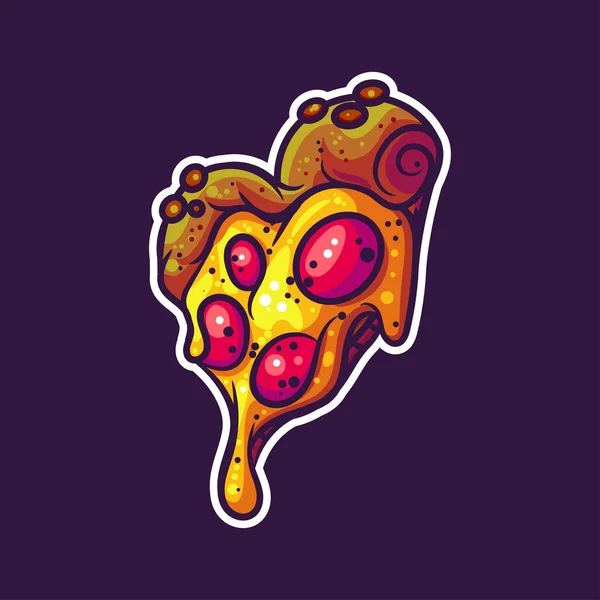 Delicious Pizza Dla Sticker Illustracja — Wektor stockowy