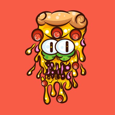 CHARACTER, STICKER, T-ShIRT için Monster Pizzası