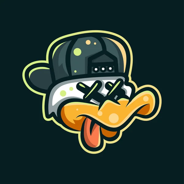 Bad Duck Mascot Logo Character Sticker Shirt — Stockový vektor