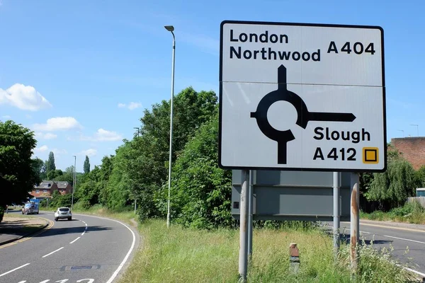 Road Sign Directions London Northwood A404 Slough A412 — Stock Photo, Image