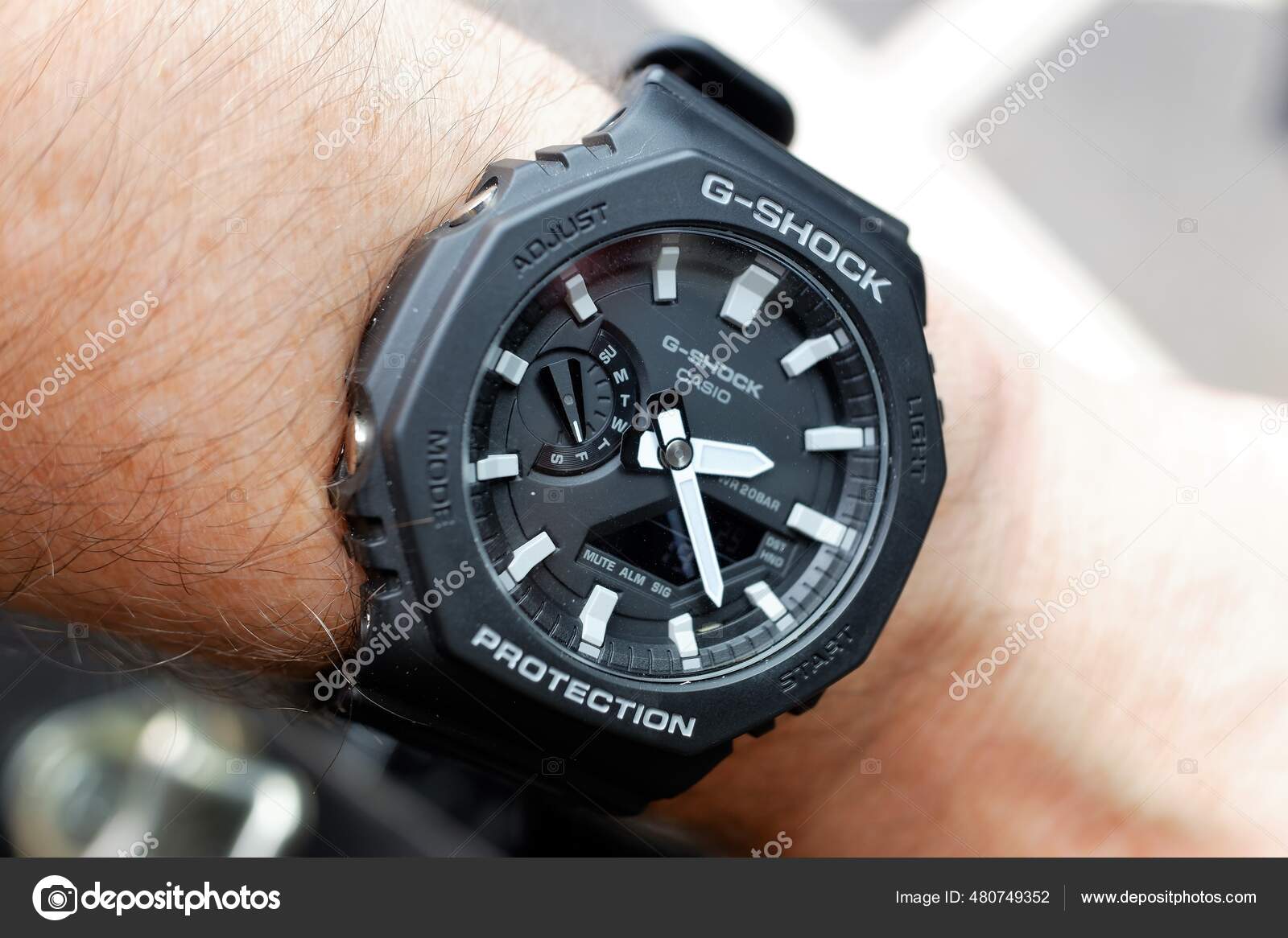 Black Casio Shock Day Resin Strap 2100 Man's – Stock Photo © PeterFleming #480749352