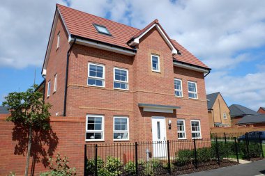 Overstone, Northampton, İngiltere 'de yeni bir inşaat evi.