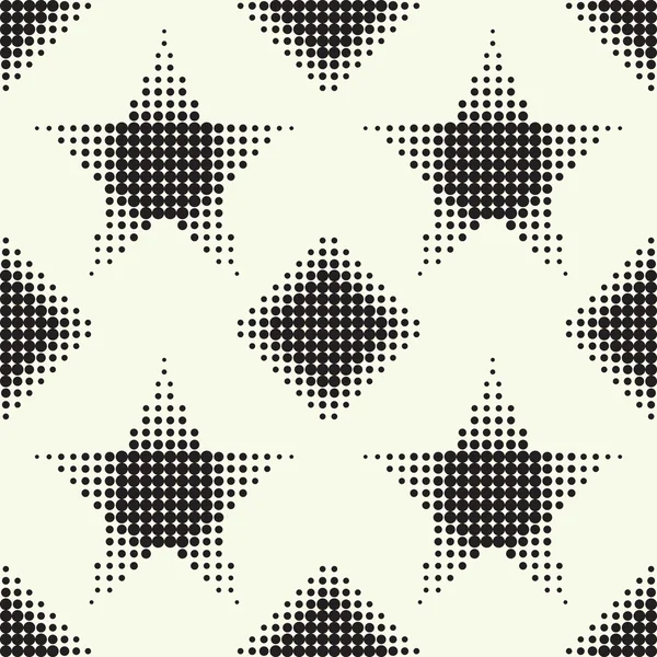 Seamless pattern with stars and diamonds. Vector halftone dots. — Stock Vector