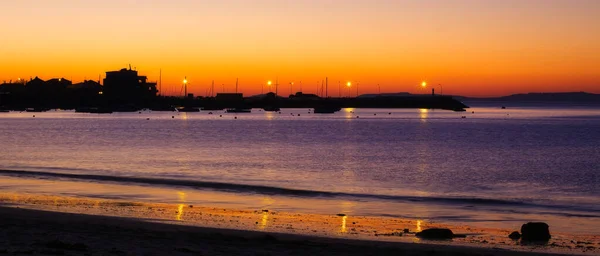 Solnedgång Från Stranden Aguete Marn Galicien Spanien Det Finns Några — Stockfoto