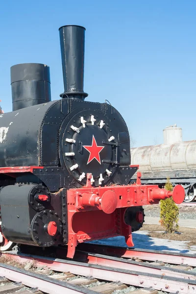 Locomotiva Vapor Museu Livre Mega Técnica Locomotiva Vapor Gigante Dos — Fotografia de Stock