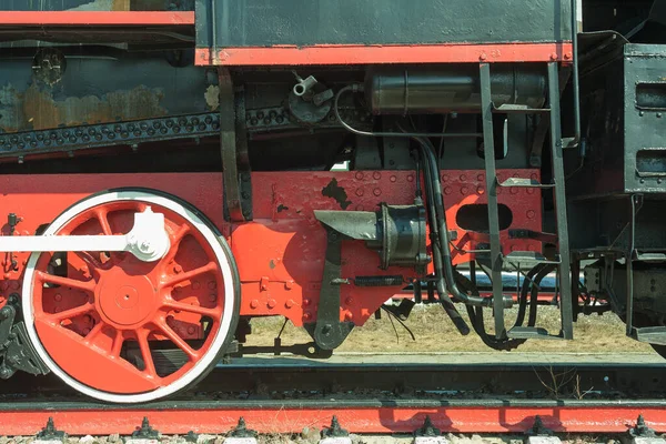 Old steam locomotive, steam transport, retro steam locomotive. The technique to which humanity owes its progress.