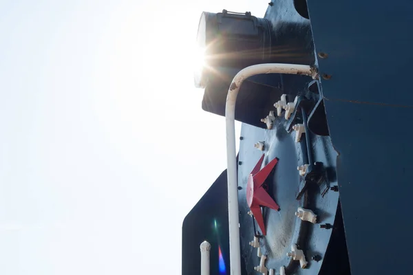 Trasporto Retrò Della Locomotiva Vapore Bagliore Del Sole Proveniente Dal — Foto Stock