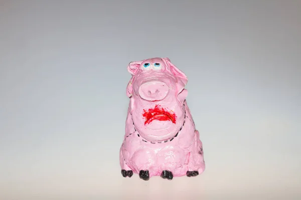 Pappmaché Rosa Schwein Auf Hellem Hintergrund Pinkfarbenes Schwein Aus Rosa — Stockfoto