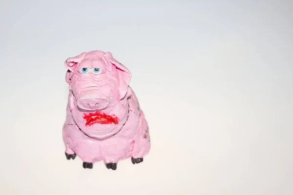 Porco Cor Rosa Papel Mache Sobre Fundo Claro Porco Rosa — Fotografia de Stock