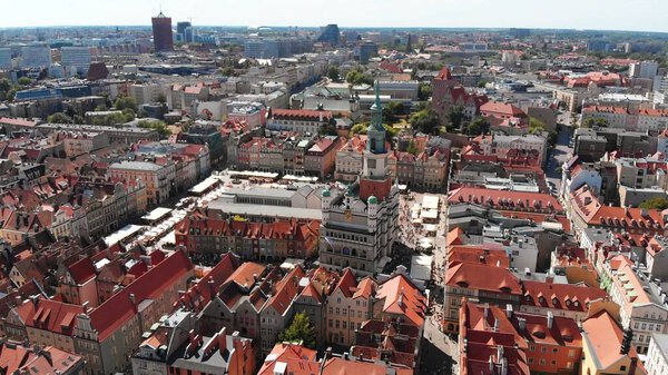 Poznan, Poland Main Square of the old town- aerial view summer