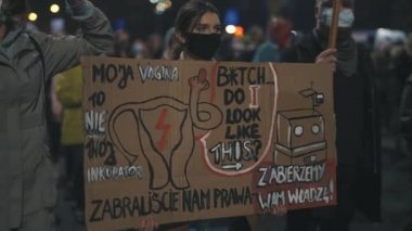 Warsaw, Poland 23.10.2020 - Protest against Polands abortion laws. My vagina is not your incubatore