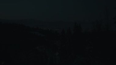 Gece gündüz karla kaplı dağ ormanlarında zaman geçiyor.
