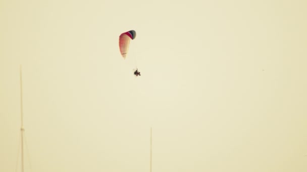 Skydiver Flying Against Clear Sky During the Daytime - маленький навес парашюта — стоковое видео