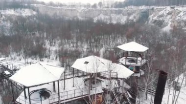 Aerial footage of Liban Quarry - A historic site - Grove Of Trees In The Background
