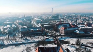 Aerial view of Market Square in the old city of Wroclaw. Panorama of Europe