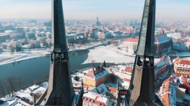 Closeup View Of Cathedral Of St. John The Baptist In Wroclaw And Odra River
