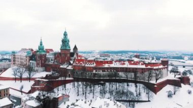 Panoramic View Of Wawel Royal Castle With The Background Of Cloudy White Sky