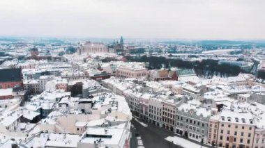 Slow-motion footage of the Old town square in the city of Krakow - City Skyline