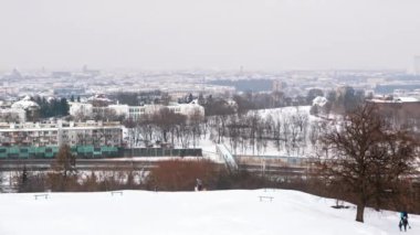 View from Kopiec Krakusa, Mound Of Krak In Krakow, Poland. Panoramic Footage 
