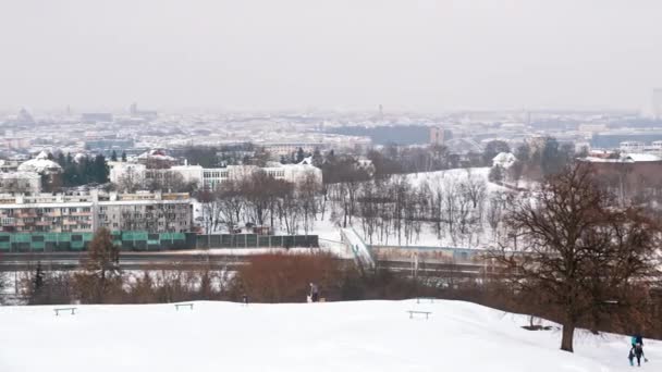 View from Kopiec Krakusa, Mound Of Krak In Krakow, Poland. Panoramic Footage — стокове відео