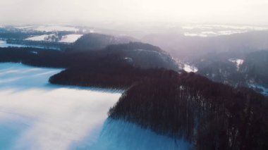 Krakow, Polonya 'daki Ojcow Ulusal Parkı. Kışın güneşli bir günde. 