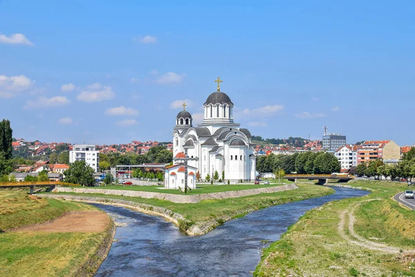 Beautiful White Temple Lord Resurrection Valjevo Serbia — стоковое фото