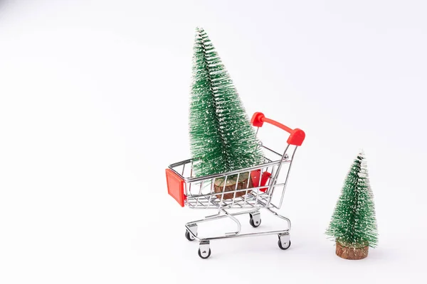 スーパーでクリスマスツリーを買う — ストック写真