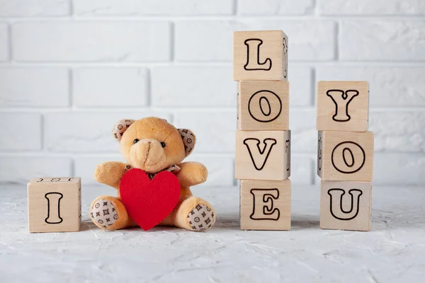Valentines Day card with teddy bear