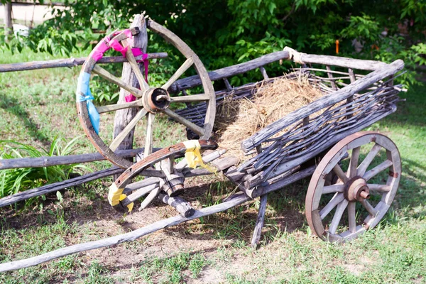 Vintage donkey cart, rustic inventory. Use as background — Stock Photo, Image