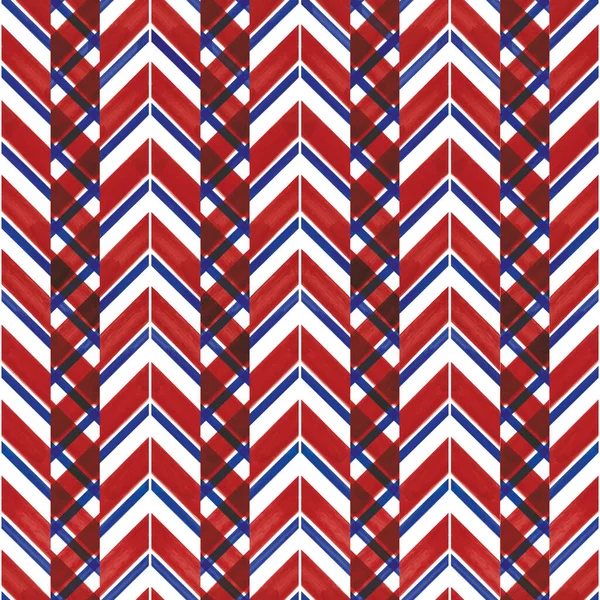 Vector blue red striped chevrons seamless pattern — Stock Vector