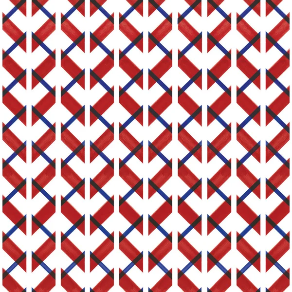 Vector blue red striped chevrons seamless pattern — Stock Vector