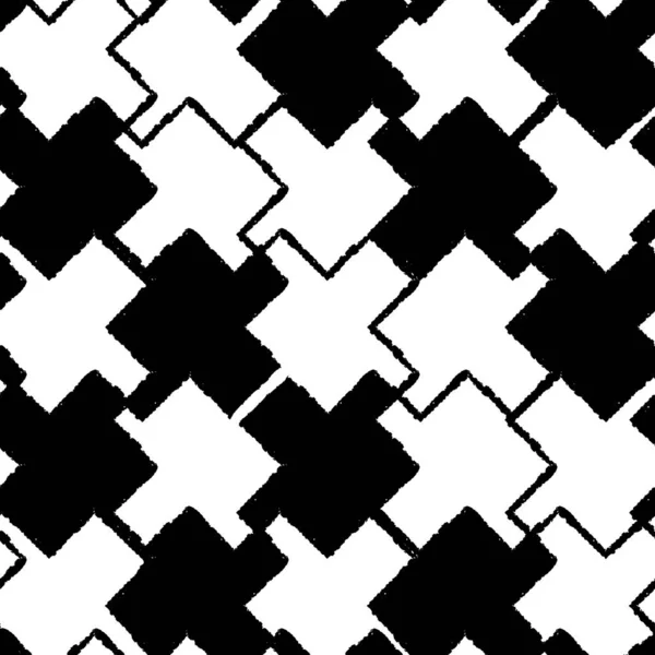 Vector rompecabezas blanco negro, patrón sin costura rejilla — Vector de stock