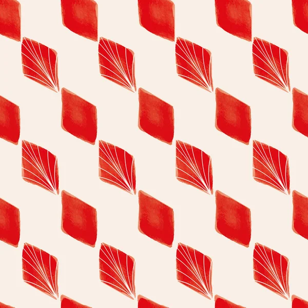 Vektör kırmızı geometrik şekiller beyaz pürüzsüz desen — Stok Vektör