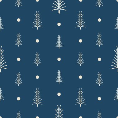 Vektör mavi Noel ağaçları pürüzsüz desen