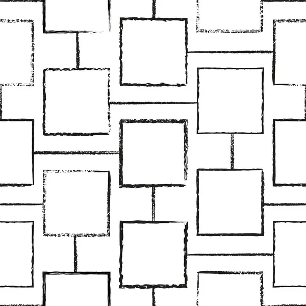 Carrés de cellules blanches vectorielles motif noir sans couture — Image vectorielle