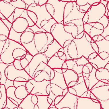 Vektör kırmızı karalama kalpler desensiz desen