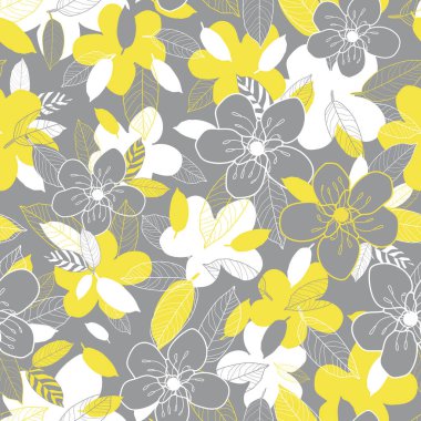 Vektör sarı gri çiçekler pürüzsüz desen bırakır