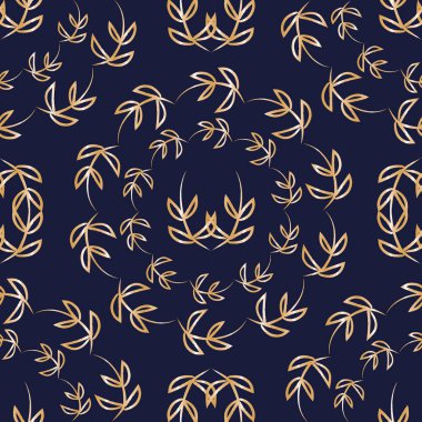 Vektör mavi altın defne çelengi pürüzsüz desen