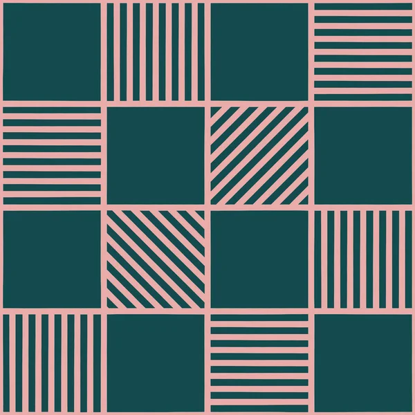 Vector pink green grid checkered seamless pattern — Stock Vector