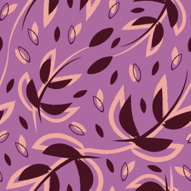 Vektör mor pembe yapraklar pürüzsüz desen