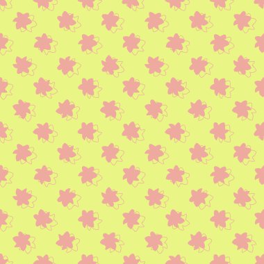 Vektör sarı pembe çiçekler yıldızlar pürüzsüz desen