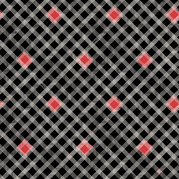 Cuadrados rojos vectoriales comprueban patrón sin costura negro — Vector de stock
