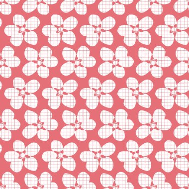 Vektör beyaz pembe çiçek deseni pürüzsüz desen