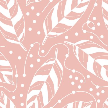 Vektör pastel yapraklar tüyler boho tekrar desen